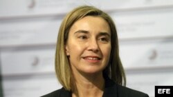 R01 RIGA (LETONIA), 06/03/2015.- La jefa de la diplomacia comunitaria, Federica Mogherini, durante la reunión informal de ministros de Exteriores de la Unión Europea (UE) en Riga, Letonia esta semana.