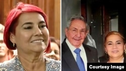 Montaje de fotos de Martí Noticias que muestran a Leticia Góméz Hernández con Raúl Castro. (Redes sociales)