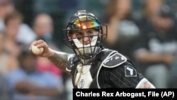 El catcher cubano Yasmani Grandal en una foto de archivo. (AP/Charles Rex Arbogast, File)