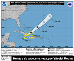 El pronóstico de la trayectoria de la posible Tromenta Tropical 22.