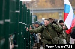 Los reclutas rusos durante su envío a la guerra contra Ucrania. Rusia, Kazan, 23 de octubre de 2023.