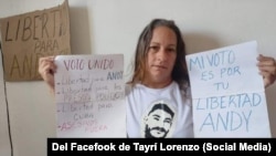 Tayrí Lorenzo, madre del preso político del 11J Andy García Lorenzo, hace campaña por su libertad en las redes sociales 