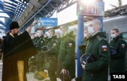 Reclutas en la estación de Sebastopol, 3 de diciembre de 2021. (Foto: TASS)