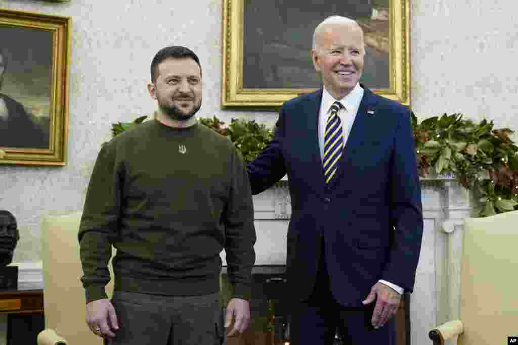 Biden y Zelenskyy sostuvieron un encuentro este miércoles en la Casa Blanca, en Washington. (AP/Patrick Semansky)