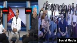 Panelistas del programa Razones de Cuba (izquierda) y miembros del quipo El Toque (derecho).