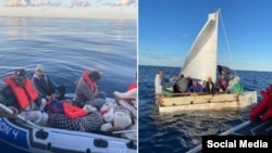 Balseros cubanos rescatados por la Guardia Costera de Estados Unidos. 