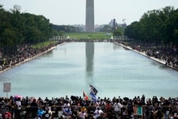 Manifestantes reunidos en el Lincoln Memorial el 28 de Agosto de 2020, en Washington, DC.