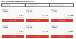 Disponibilidad de vuelos a Cuba de AirCanadá desde el 1 de junio.