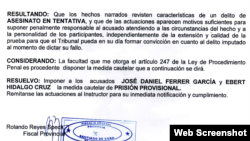 Auto de acusación contra Ferrer e Hidalgo. Fragmento.