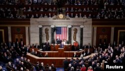 El presidente Donald Trump habla ante el Congreso en su discurso del Estado de la Unión, el 4 de febrero de 2020. 