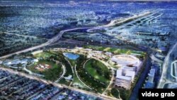 Vista aérea virtual de lo que será el complejo de fútbol Miami Freedom Park, promovido por el ex astro británico David Beckham y el empresario cubanoamericano Jorge Mas Santos. La iniciativa fue aprobada por,los electores de Miami. 