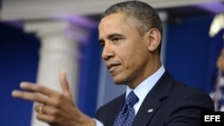 El presidente estadounidense Barack Obama durante una rueda de prensa celebrada en la Casa Blanca, Washington.