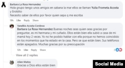 Posts en redes de familiares de damnificados por las inundaciones en Guantánamo.