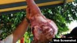 Reporta Cuba. Carne a la venta en mercados agropecuarios.