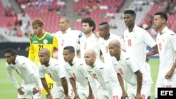 Los jugadores de la selección nacional de fútbol de Cuba. Foto archivo.