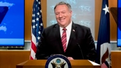 Secretario de Estado Mike Pompeo en la conferencia de prensa del 29 de abril del 2020.