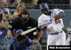 Yasiel Puig. Foto tomada del Twitter de LasMayores.com