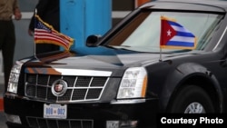 Vehículo que transportó al presidente de Estados Unidos, Barack Obama, en La Habana.