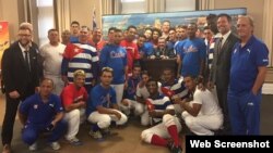 Equipo cubano de béisbol Sub-18 en Québec, Canadá.