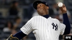  Aroldis Chapman lanzador de los Yankees de Nueva York.