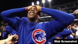 Aroldis Chapman, después que los Chicago Cubs ganaron la Serie Mundial.