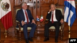 López Obrador y Díaz-Canel posan para los periodistas (Foto: AFP/Presidencia de Cuba).