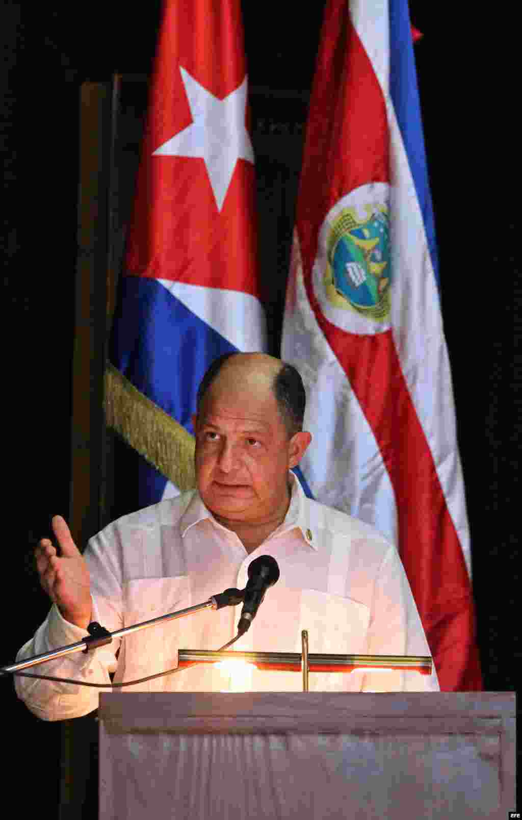 El presidente de Costa Rica, Luis Guillermo Solís ofrece un discurso en La Habana, Cuba.