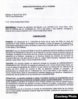 Documento expedido por la Dirección Provincial de Vivienda, Camagüey (I).