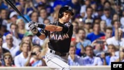 El jugador de Marlins Ichiro Suzuki, que llegó a 3 000 hits el domingo 7 de agosto frente a los Rockies de Colorado. (Archivo. EFE).artes 2 de agosto de 2016, durante un partido por la MLB en el Wrigley Field de Chicago, Illinois (EE.UU.). EFE/Tannen Maur