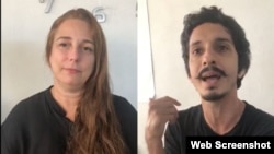 Los artistas Tania Bruguera y Julio Llópiz Casal, integrantes del grupo 27N.