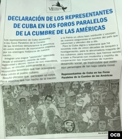 Declaración de representantes de Cuba en foros paralelos.