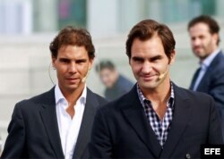 (i-e) Rafael Nadal y Roger Federer.