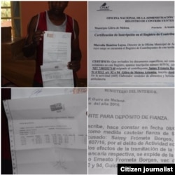 Saimy Frómeta Borges muestra documentos de compras y la fianza