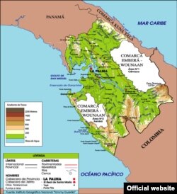 Mapa físico de El Darién.