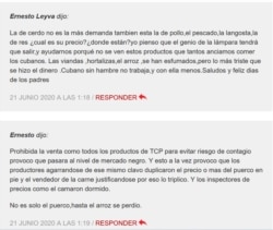 Algunos de los comentarios críticos dejados por los usuarios en el portal oficialista.