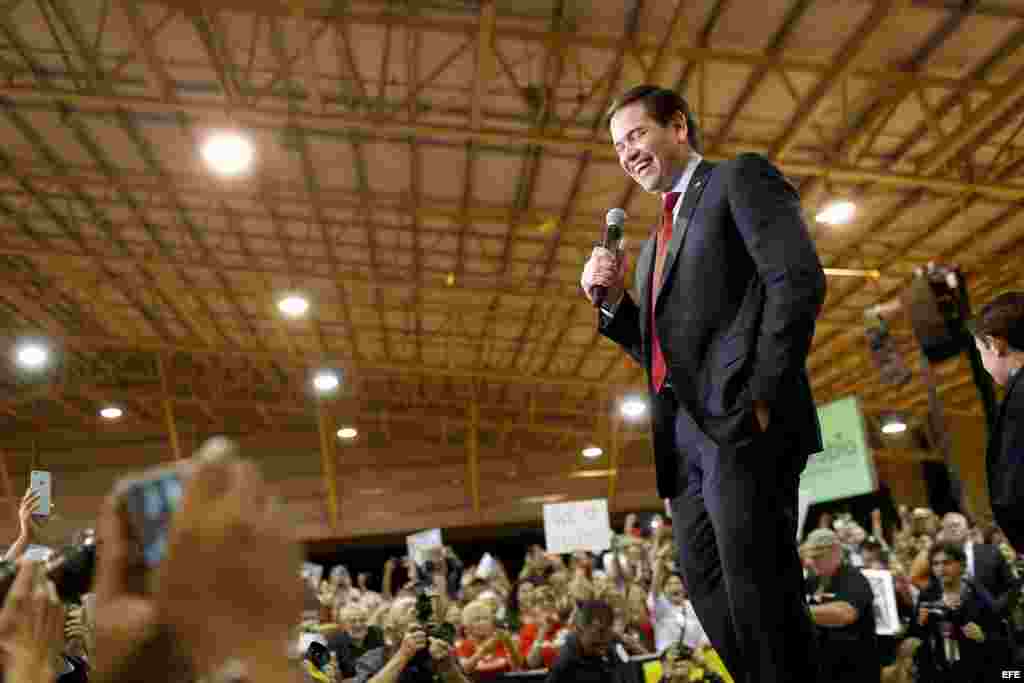 Marco Rubio en evento en Miami el Super Martes. 