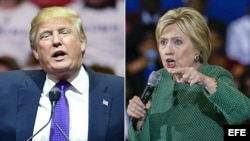 Donald Trump y Hillary Clinton en medio de la batalla por la presidencia de EEUU.