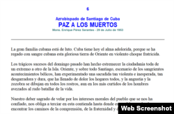 Fragmento de la Carta Pastoral, Paz a los muertos, del Arzobispo Enrique Pérez Serantes