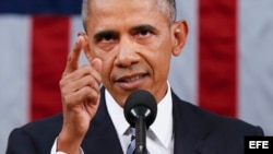 El presidente de Estados Unidos, Barack Obama durante el discurso del Estado de la Unión.