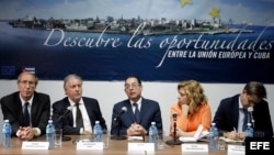 Delegación de eurodiputados socialistas durante una conferencia de prensa en el cierre de su visita oficial a La Habana. (Foto: Archivo)