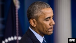 El presidente Barack Obama habla durante su última conferencia de prensa en la Casa Blanca.