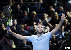 Jack Sock celebra tras vencer a Alexander Zverec.