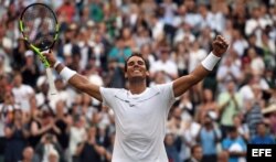 Nadal celebra su triunfo sobre Young.