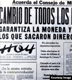 La noticia del cambio de moneda en 1961.