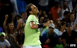 Nadal celebra su victoria frente a Sock.