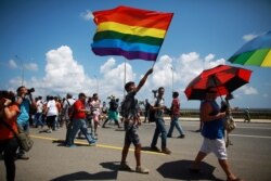 En esta foto de archivo, activistas participan en la Conga contra la homofobia y la transfobia en 2016.