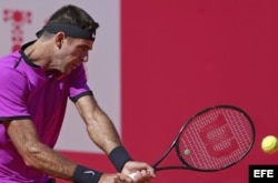 Juan Martín Del Potro devuelve la pelota al japonés Yuichi Sugita.