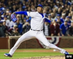 Aroldis Chapman en la novena entrada.