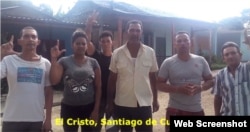 Activistas de UNPACU, en El Cristo, Santiago de Cuba, exigen liberación de Núñez Magdaria.