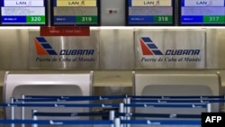 El mostrador de la estatal Cubana de Aviación. 